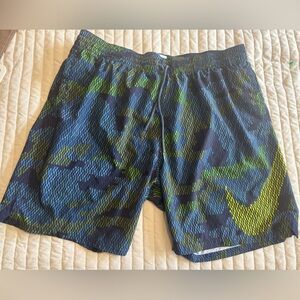 Nike Dri-Fit Graphic Athletic Shorts Mens XL Blue Green Running Training